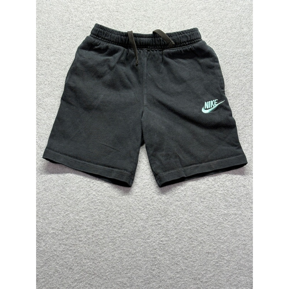 Nike Boys Black Cotton Jersey Shorts Mint Green Logo 5-6 Years H847-023
